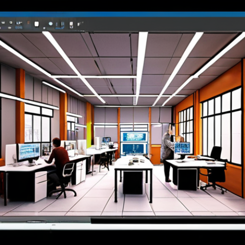Home 7 **
A brightly lit architectural studio with architects collaborating on a holographic BIM model of a building. Emphasize modern computers, design software interfaces, and the seamless flow of information between team members. The style should be clean and futuristic, showcasing the efficiency of digital tools in design workflow.
**