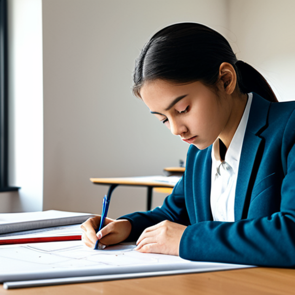 건축 실기 시험에서 실수 줄이는 법 - Exam Preparation**
"A student, fully clothed in modest attire, diligently practicing architectural ...