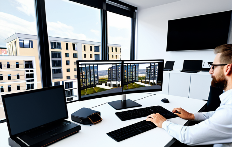 건축 실기 시험 후 복기하기 - Architect at Work**

A professional architect, fully clothed in modest business attire, reviewing bl...