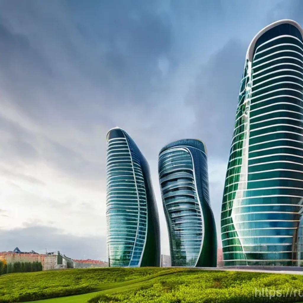 건축 실무에서 요구되는 창의적 문제 해결 사례 - **Prompt:** A towering, futuristic skyscraper in a modern Russian city, designed with sleek, aerodyn...