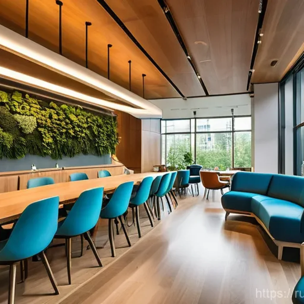 건축 설계에서의 사용자 중심 접근법 - **Empathetic Urban Hub with Human-Centric Design**
    A vibrant, wide-angle interior shot of a mode...