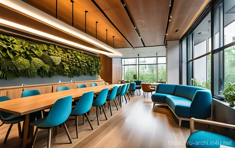 건축 설계에서의 사용자 중심 접근법 - **Empathetic Urban Hub with Human-Centric Design**
    A vibrant, wide-angle interior shot of a mode...