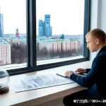 건축 실무에서의 자기 계발 노하우 - Photorealistic architectural self-development scene in a contemporary Moscow design studio, focused ...